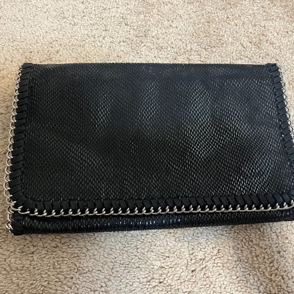 PHASE 3 Clutch NWOT Black w Silver Shoulder Chain